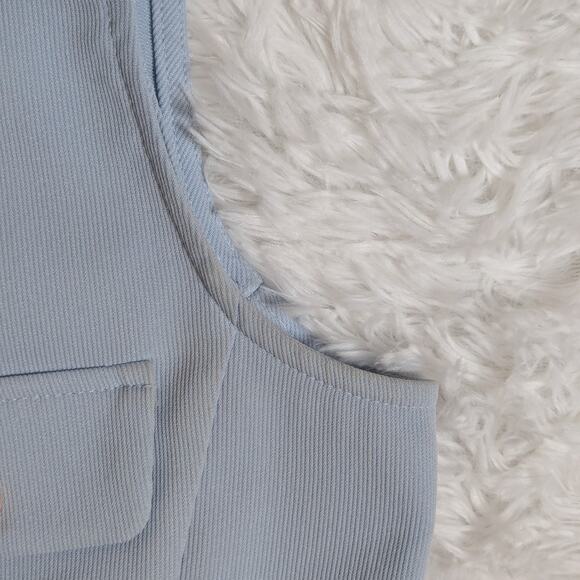 90s Mystic Collared Button Front Vest Peplum Waist Light Blue Size Large - Picture 7 of 8